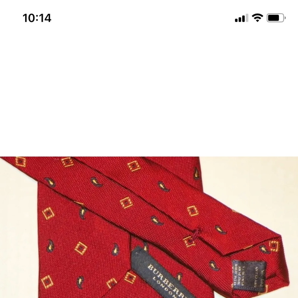 BURBERRY [ LONDON ][ GEOMETRIC/RED ] men's tie 100% Silk Made in Italy